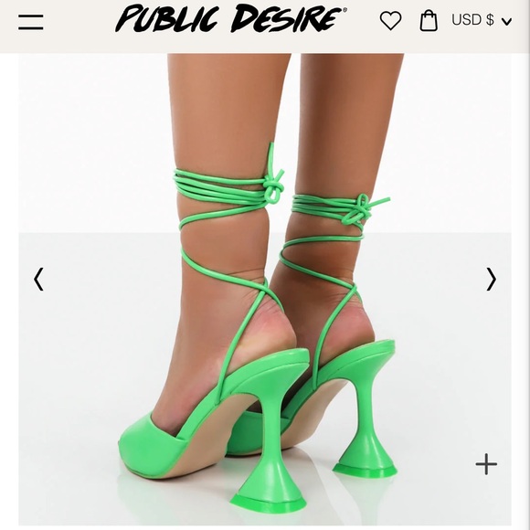 Smokey Lace Up Neon Green Cake Stand Party Heels - Picture 2 of 7